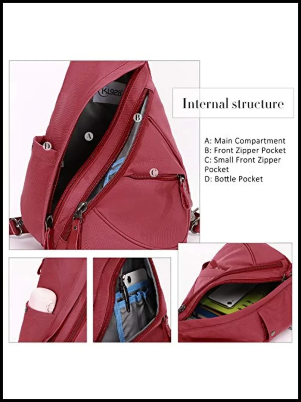Nylon Sling Bag Small Crossbody Backpack Casual Daypack Multipurpose Rucksack